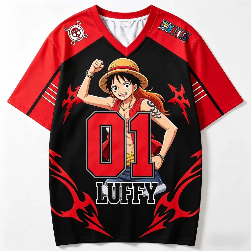 Maglia da calcio con scollo a  - 3D Printing Luffy recensione e prezzo